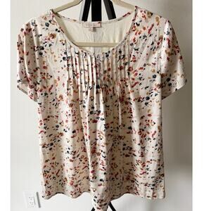 Curvy Plus Size 1X Cream Blouse with Rust Browns Golds Confetti Tshirt Back
